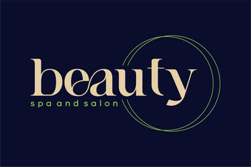 Elegant Beauty Spa and Salon Logo Design with Circular Element on Dark Blue Background.
