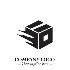 Box Moving Fast Symbol in Black on the White Background with Dynamic Delivery Design