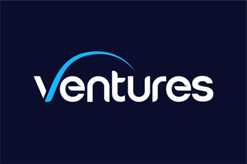 Ventures logo with a blue arc over the word, modern design.