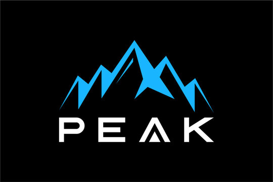 Modern peak wordmark logo with a blue mountain range and star symbol.