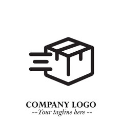 Box Moving Fast Symbol in Black on the White Background with Dynamic Delivery Design