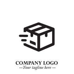 Box Moving Fast Symbol in Black on the White Background with Dynamic Delivery Design