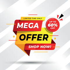 Dynamic Mega Offer Sale Banner with Up to 60 off Discount