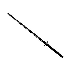 Naklejka premium Black silhouette vector of Japanese shinai bamboo kendo sword. Minimalist martial arts icon symbolizing discipline, tradition, and samurai training culture.