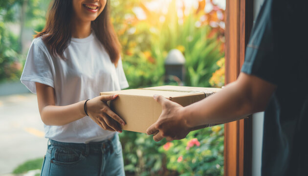 A bright and positive lifestyle background for online shopping promotions, logistics services, or themes of modern consumerism and convenience. - Powered by Adobe