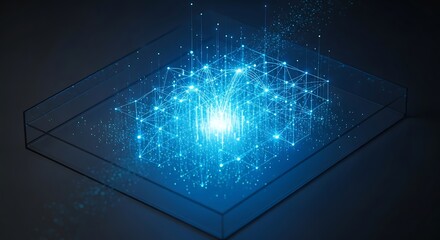 Abstract Digital Technology Concept with Glowing Blue Light and Connections.