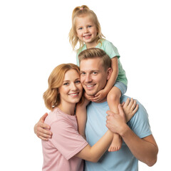 Happy family bonding together smiling brightly, on transparent background