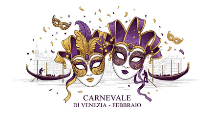 Venetian Carnival Masks Festive Celebration February Italy Tradition.