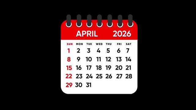 Calendar of January 2026 flipping pages animation footage