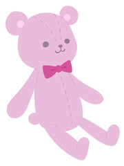 ピンクの可愛いテディベアのぬいぐるみのイラスト	