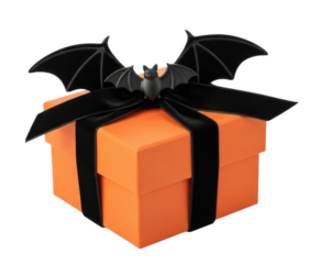Halloween bat gift box transparent background cutout png