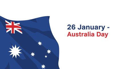 Australia Day 26 January with Waving Australian Flag.