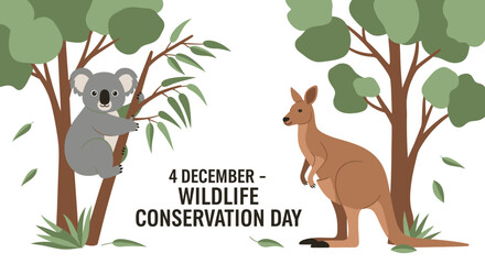 Koala and Kangaroo Celebrating Wildlife Conservation Day in Australia.