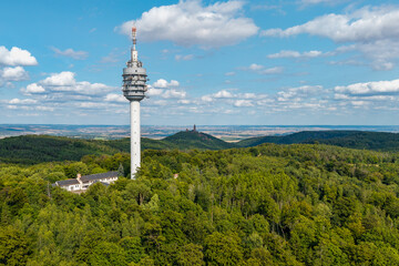 Obraz premium A view of the television tower on Kulpenberg in summer