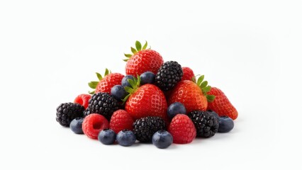 Obraz premium Premium Mixed Fresh Fruits on White Background with Copy Space