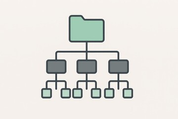 Organizational chart illustrating file structure hierarchy with pastel colors depicting hierarchical management layers and digital relationship dynamics in modern business environments