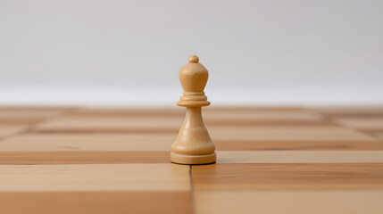 gambit. A single chess piece on a wooden board, connecting two sides in a minimalist game. tutorial guides, club newsletters, designed for tourism and weekend activity guides.