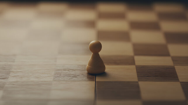 gambit. A single chess piece on a wooden board, connecting two sides in a minimalist game. tutorial guides, club newsletters, designed for tourism and weekend activity guides.