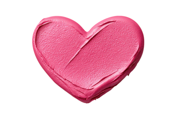Textured Heart Shape Pink Creamy Swirl on Transparent Background. Ai Generated Images