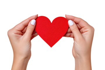 Close Up Woman Hands Holding Red Heart Shape for Love Concept. Ai Generated Images