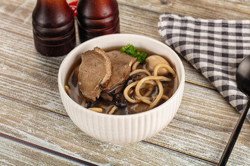 Japanese Ramen soup with duck