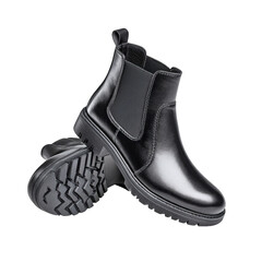 Fashionable Studio Shot of Black Leather Chelsea Boot Footwear Fashion. Ai Generated Images