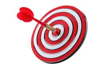 Realistic Dartboard with Dart in Bullseye, Red and White Target Game. Ai Generated Images
