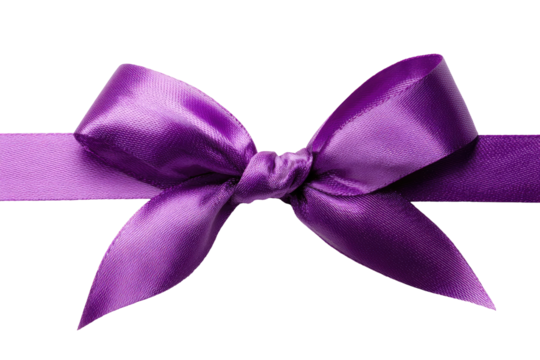 Purple satin ribbon bow on black