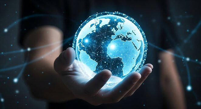 Digital Globe in Hand - Technology and Global Connectivity.