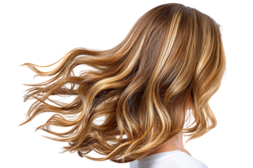 Elegant Studio Shot Wavy Blonde Hair with Highlight Style Detail. Ai Generated Images