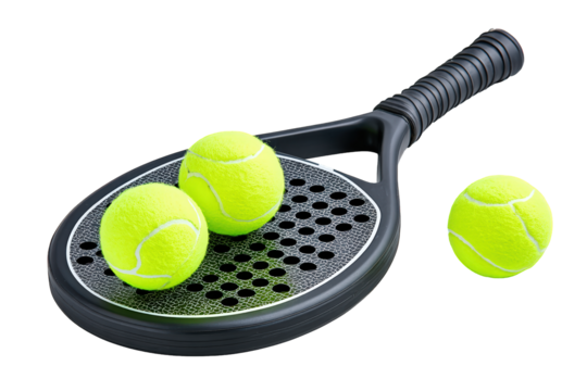 Studio Shot Padel Racket with Balls Isolated on Transparent Background. Ai Generated Images