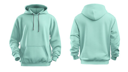 Light mint-green hoodie, front and back views