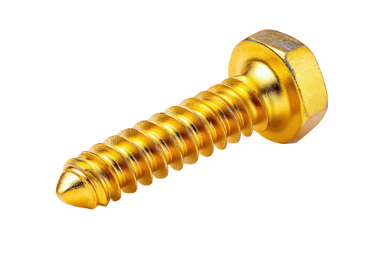 Close-Up Studio Shot of Golden Screw with Threaded Shank. Ai Generated Images