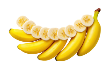 Creative Arrangement of Fresh Yellow Bananas with Sliced Pieces Still Life. Ai Generated Images