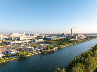 Fototapeta premium Aerial view of a waste to energy power plant