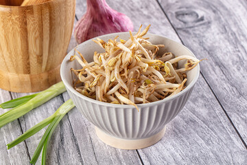 Raw vegetarian soybean sprouts heap