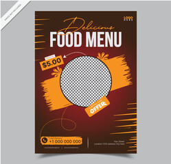 Delicious Food Menu Flyer Design Restaurant Promotion Template