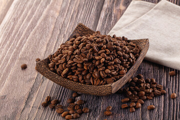 Roasted brown araboca coffee beans