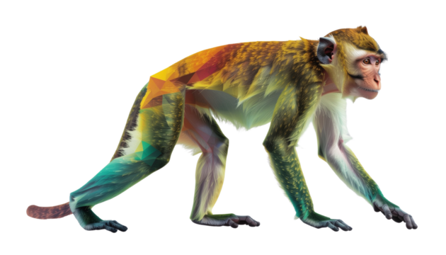 Isolated Low poly geometric monkey - Powered by Adobe