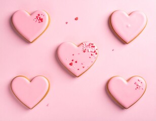 Delicious heart-shaped cookies adorned with pink icing perfect for Valentine's Day treats.
