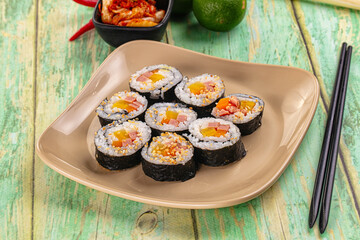 Koream homemade roll Kimbap with nori seaweed