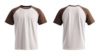 Blank white t-shirt with brown raglan sleeves (1)