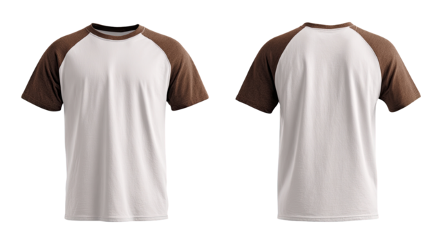 Blank white t-shirt with brown raglan sleeves (1)