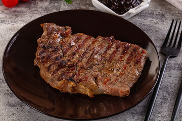 Grilled rib eye beef steak