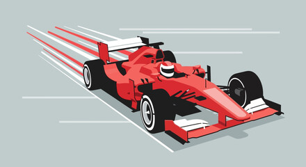Obraz premium Modern Geometric Racing Car Illustration with Dynamic Speed Lines Design