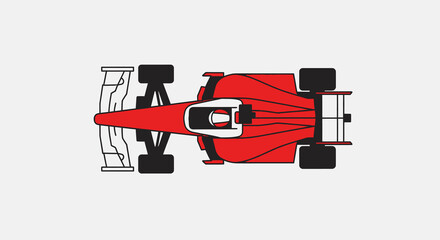 Obraz premium Flat Lay Minimalist Race Car Outline Design Illustration Graphic Asset