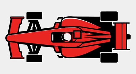 Obraz premium Flat Design Race Car Top View Illustration with Detailed Bodywork