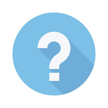 Blue Question Mark Flat Icon with Long Shadow