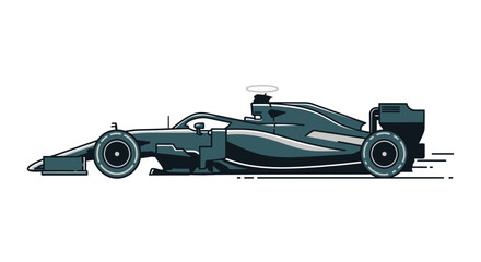 Obraz premium Modern Line Art Formula One Racing Car Side View Illustration