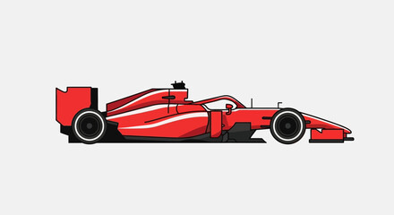 Obraz premium Clean Line Illustration of Red Formula One Racing Car Motorsport